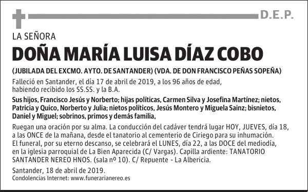 DOÑA MARÍA LUISA DÍAZ COBO