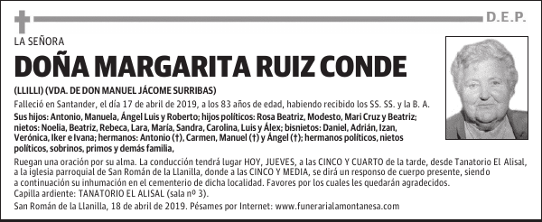 DOÑA MARGARITA RUIZ CONDE