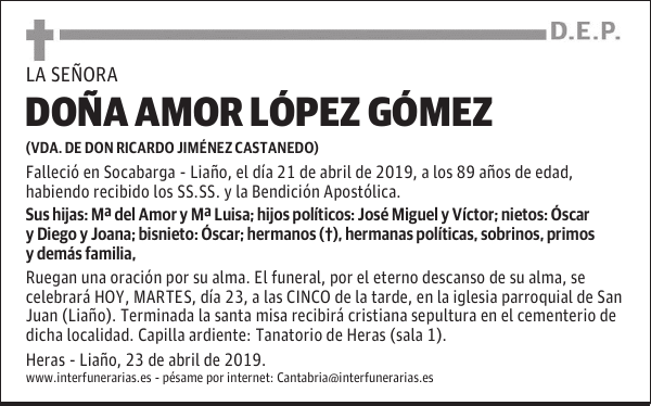 DOÑA AMOR LÓPEZ GÓMEZ