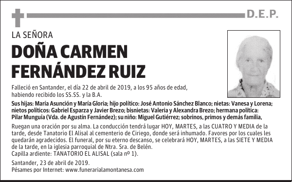 DOÑA CARMEN FERNÁNDEZ RUIZ