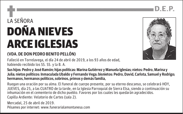 DOÑA NIEVES ARCE IGLESIAS
