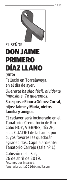 DON JAIME PRIMERO DÍAZ LLANO