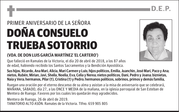 DOÑA CONSUELO TRUEBA SOTORRIO