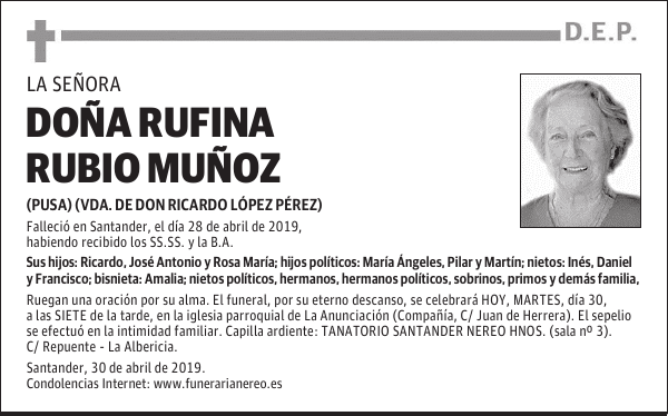 DOÑA RUFINA RUBIO MUÑOZ