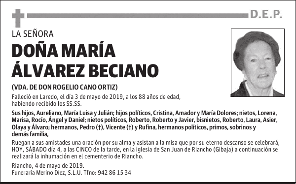 DOÑA MARÍA ÁLVAREZ BECIANO