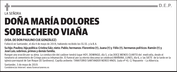DOÑA MARÍA DOLORES SOBLECHERO VIAÑA
