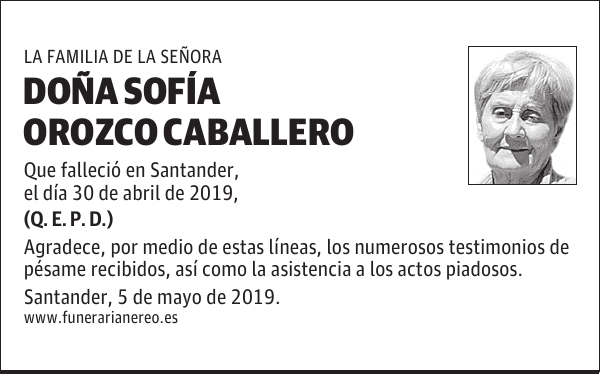 DOÑA SOFíA OROZCO CABALLERO