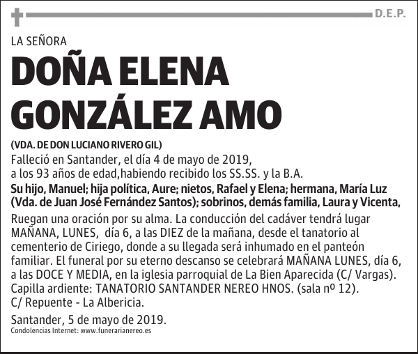 DOÑA ELENA GONZÁLEZ AMO