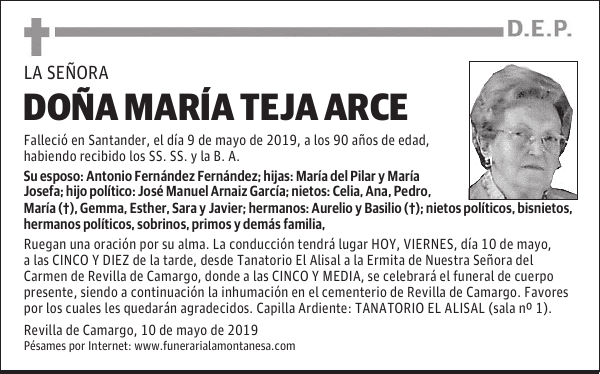 DOÑA MARÍA TEJA ARCE