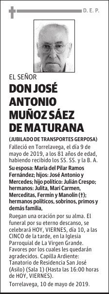 Don José Antonio Muño Sáez de Maturanaz
