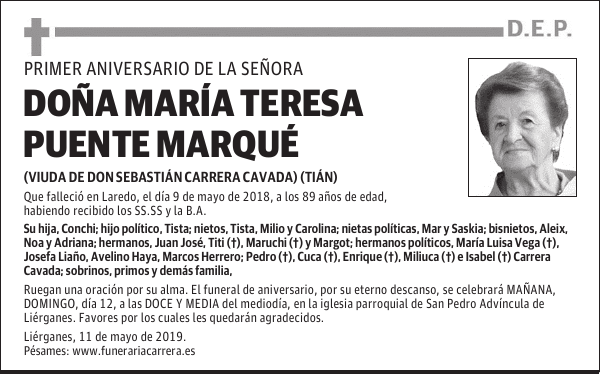 DOÑA MARÍA TERESA PUENTE MARQUÉ