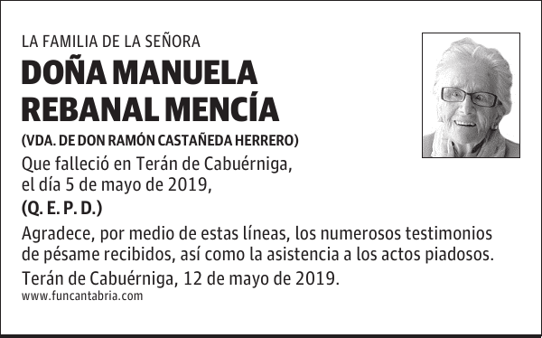 DOÑA MANUELA REBANAL MENCÍA