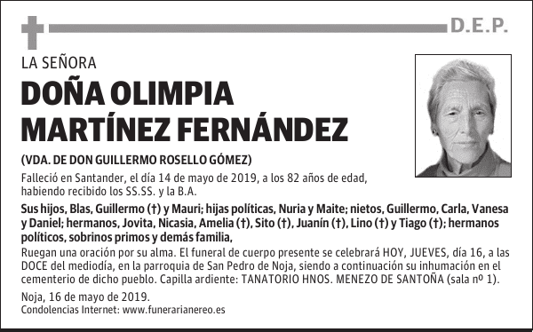 DOÑA OLIMPIA MARTÍNEZ FERNÁNDEZ
