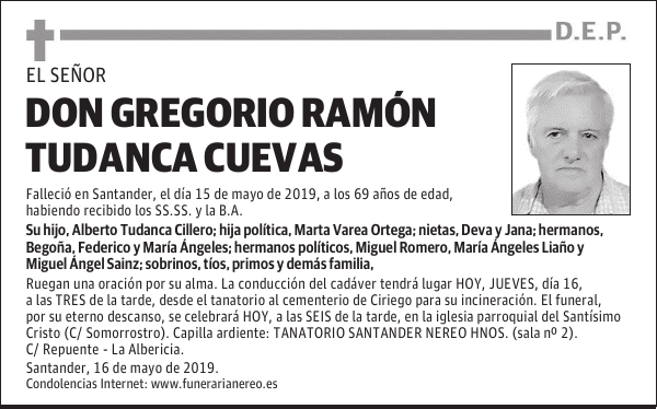 DON GREGORIO RAMÓN TUDANCA CUEVAS
