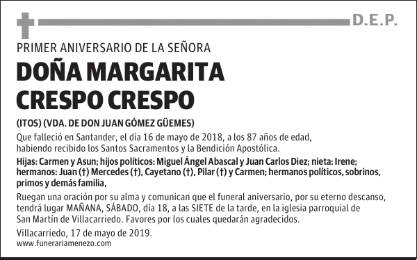 DOÑA MARGARITA CRESPO CRESPO