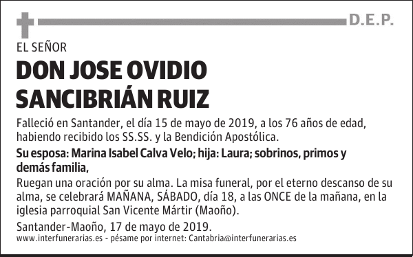 DON JOSE OVIDIO SANCIBRIÁN RUIZ