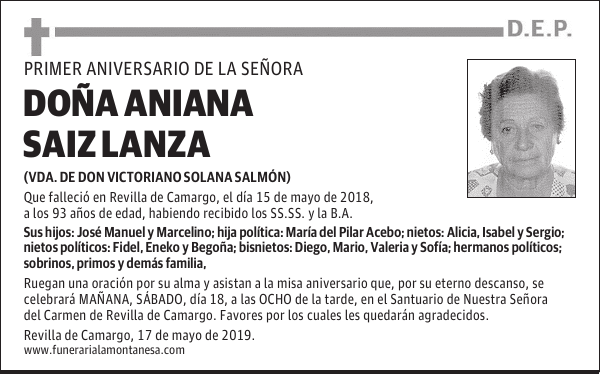 DOÑA ANIANA SAIZ LANZA