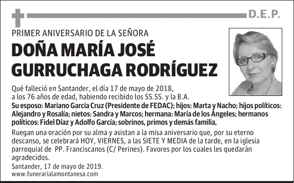 DOÑA MARÍA JOSÉ GURRUCHAGA RODRÍGUEZ