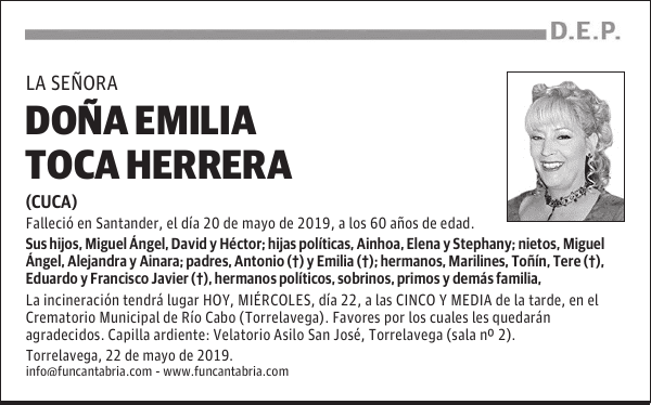 DOÑA EMILIA TOCA HERRERA
