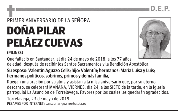 DOÑA PILAR PELÁEZ CUEVAS