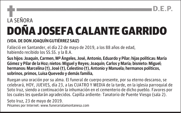 DOÑA JOSEFA CALANTE GARRIDO
