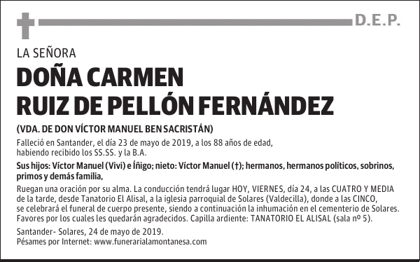 DOÑA CARMEN RUIZ DE PELLÓN FERNÁNDEZ