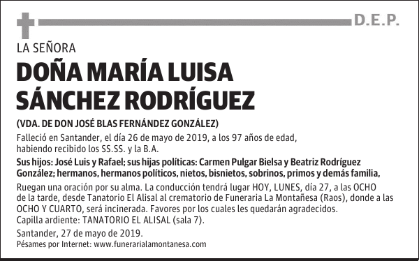 DOÑA MARÍA LUISA SÁNCHEZ RODRÍGUEZ