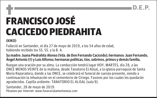 FRANCISCO JOSÉ CACICEDO PIEDRAHITA