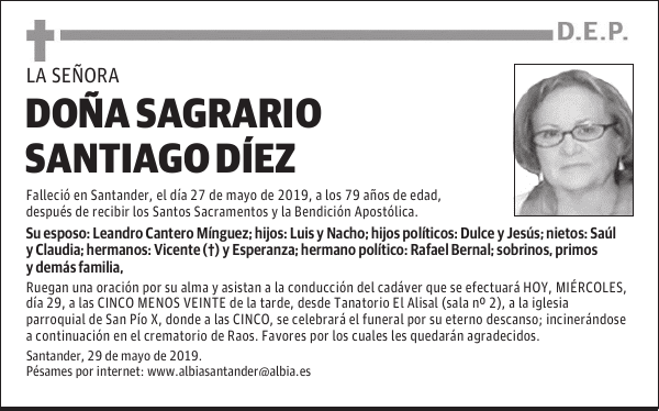 DOÑA SAGRARIO SANTIAGO DÍEZ
