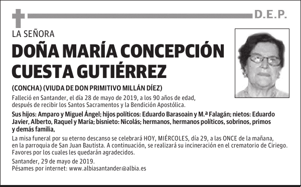 DOÑA MARÍA CONCEPCIÓN CUESTA GUTIÉRREZ