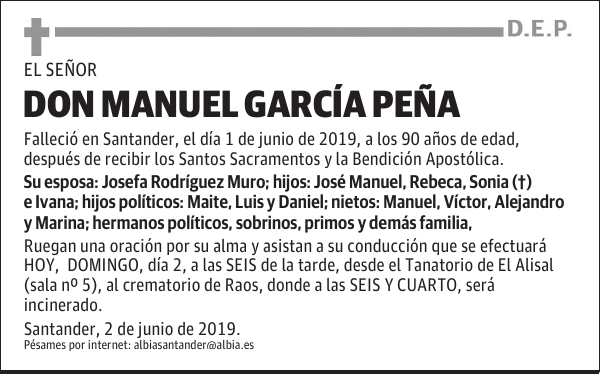 DON MANUEL GARCÍA PEÑA