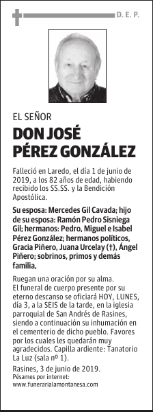 DON JOSÉ PÉREZ GONZÁLEZ