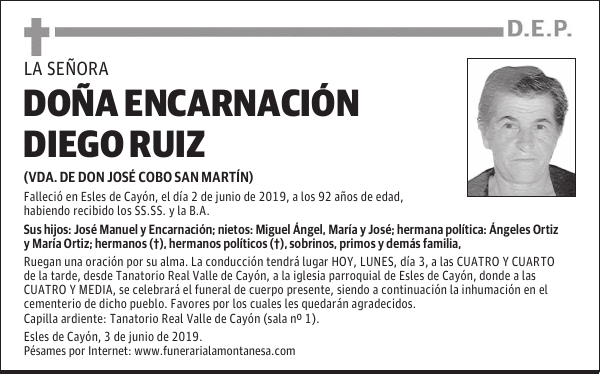 DOÑA ENCARNACIÓN DIEGO RUIZ