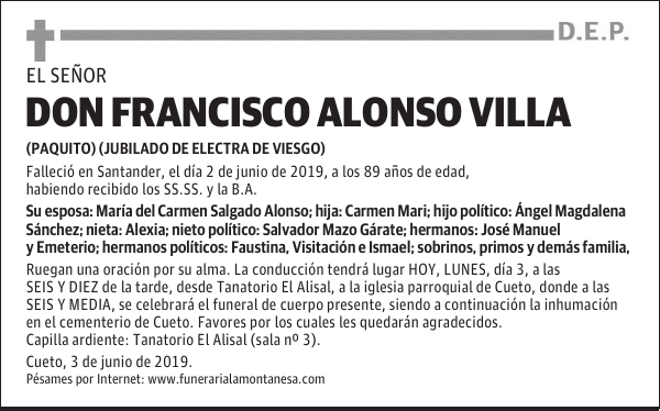 DON FRANCISCO ALONSO VILLA