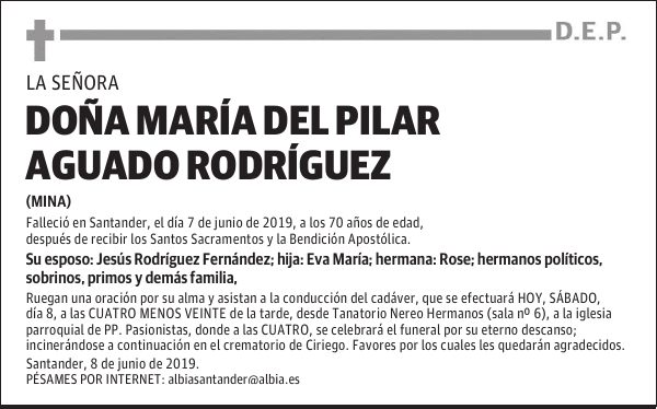 DOÑA MARÍA DEL PILAR AGUADO RODRÍGUEZ