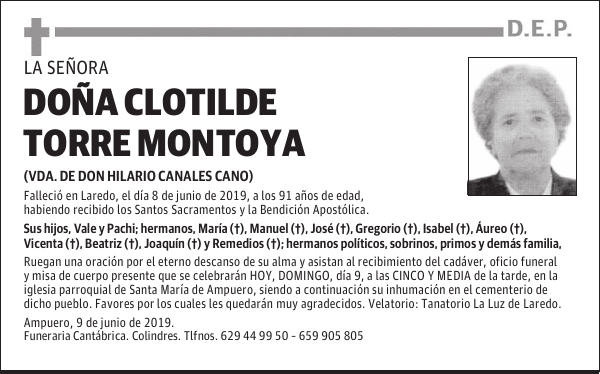 DOÑA CLOTILDE TORRE MONTOYA
