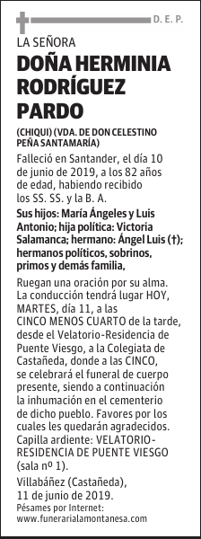 DOÑA HERMINIA RODRÍGUEZ PARDO
