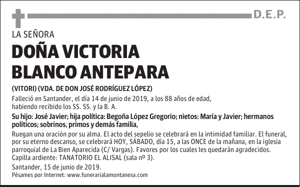 DOÑA VICTORIA BLANCO ANTEPARA