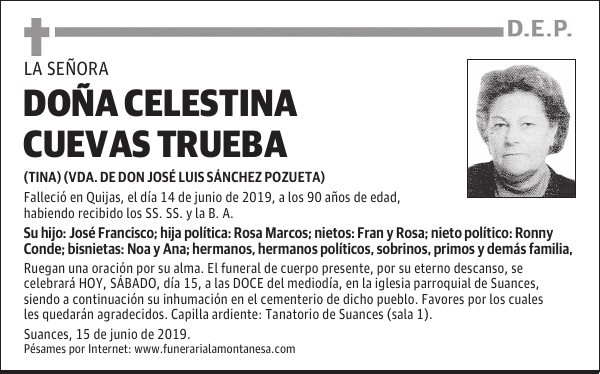 DOÑA CELESTINA CUEVAS TRUEBA