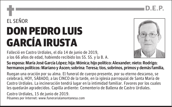 DON PEDRO LUIS GARCÍA IRUSTA