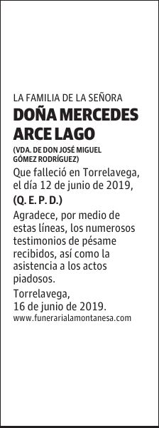 DOÑA MERCEDES ARCE LAGO