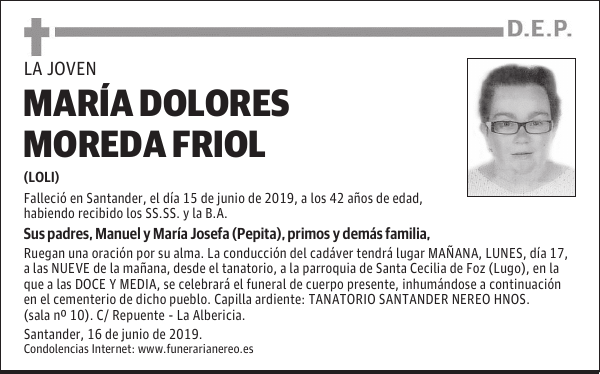 MARÍA DOLORES MOREDA FRIOL