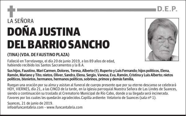 DOÑA JUSTINA DEL BARRIO SANCHO