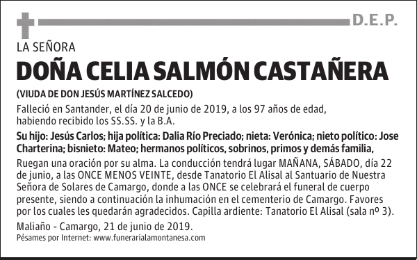 DOÑA CELIA SALMÓN CASTAÑERA
