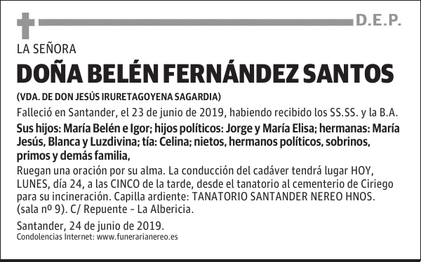 DOÑA BELÉN FERNÁNDEZ SANTOS