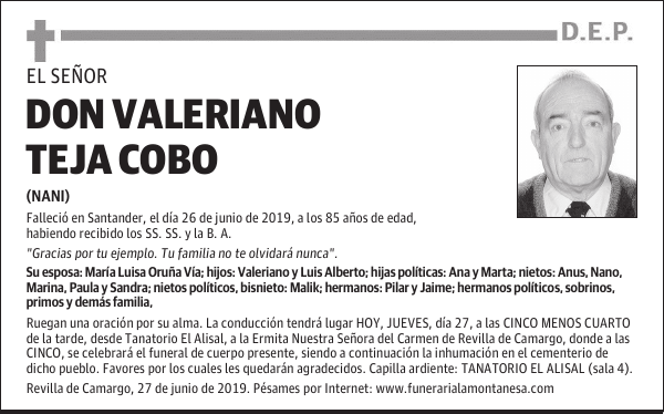 DON VALERIANO TEJA COBO