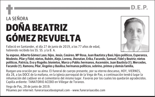 DOÑA BEATRIZ GÓMEZ REVUELTA
