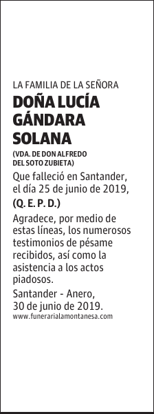 DOÑA LUCÍA GÁNDARA SOLANA