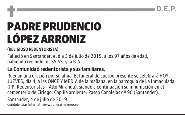 PADRE PRUDENCIO LÓPEZ ARRONIZ