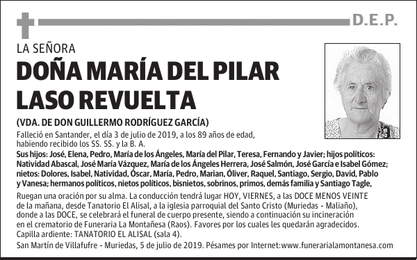 DOÑA MARÍA DEL PILAR LASO REVUELTA